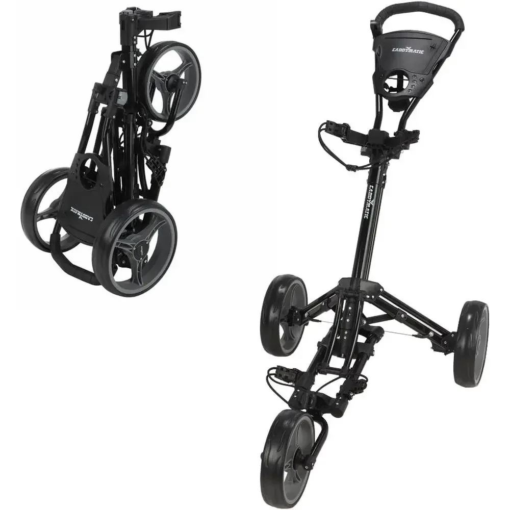 Pull Cart Fold - Lichtgewicht One-k opvouwbare duw-/trekgolfkar - Zwart