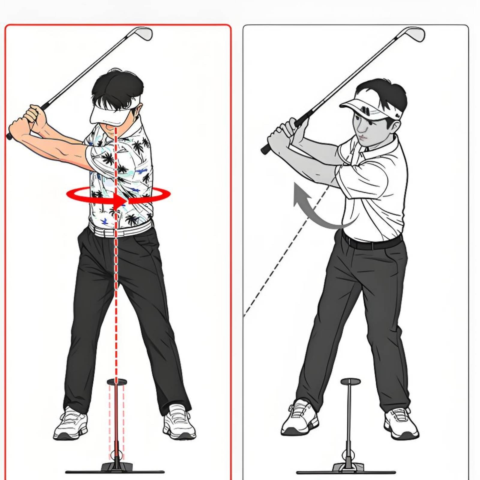 Golf Equipment Guide - Golfswing-trainingshulp met basis, staande koppositiegids, golf-uitlijnstokhouder,