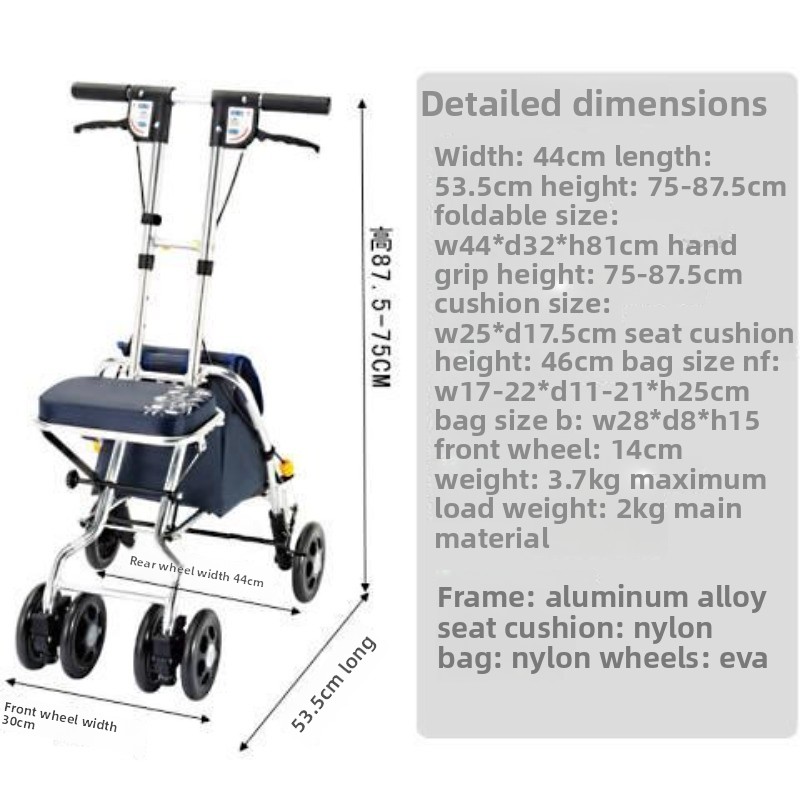 Opvouwbare rollator met zittin - Pull Cart Fold recensie en prijs