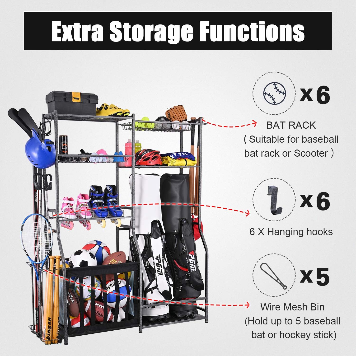 Garage sportartikelen opbergst - Golf Equipment Garage Storage recensie en prijs